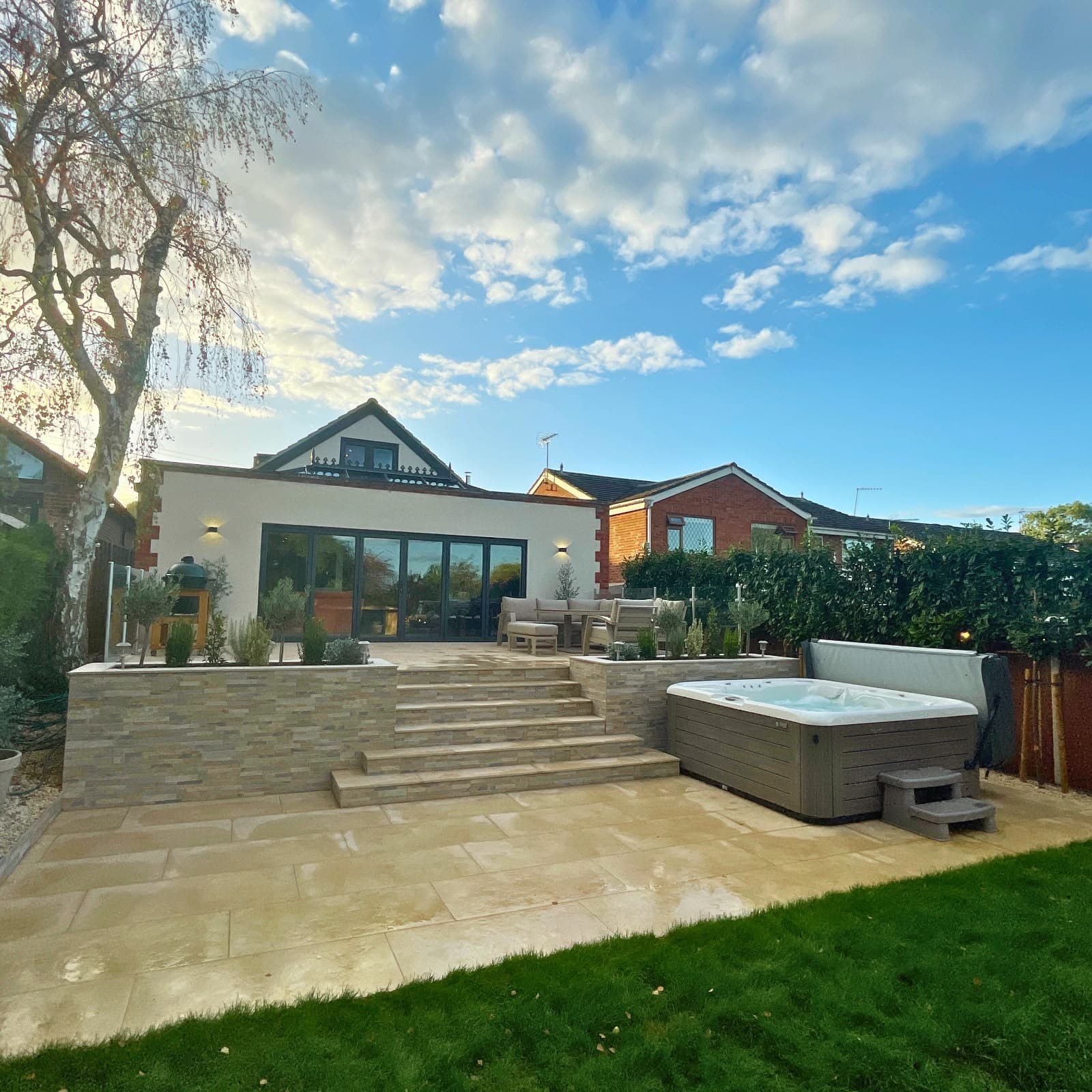 Two-Level Porcelain Patio Transformation in Binfield in Binfield